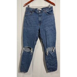 Abercrombie & Fitch Curve Love Skinny High Rise Jeans 31/12R Blue Distressed